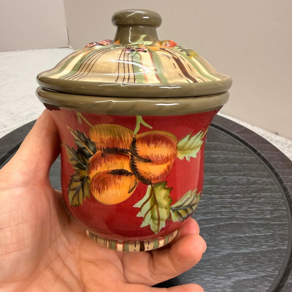 Tracy The‎ Octavia Hill Collection Ceramic Lidded Jar Fruit Harvest Red sugar